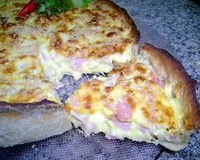 Torta aberta de presunto e queijo