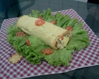 Rocambole de batata recheada com frango