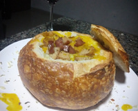 Creme de abóbora no pão italiano