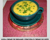 Sopa de inhame, cenoura e creme de leite