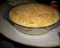 Purê de batatas recheado com frango