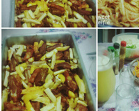 Costelinha de porco assada com mandioca