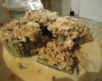 Abobrinha recheada com proteína de soja