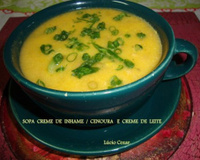 Sopa de inhame, cenoura e creme de leite