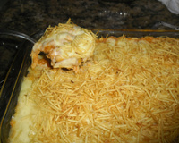 Batata recheada em travessa