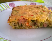 Torta de arroz cozido com carne (ou frango, porco, etc.)