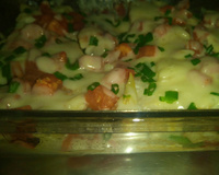 Filé de peixe assado com batatas