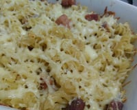 Macarrão ao forno com bacon e mussarela
