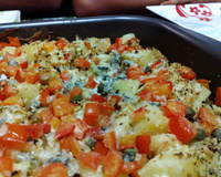 Bacalhau desfiado no forno