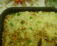 Batatas cozidas em neve com peixe