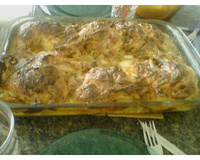 Frango assado com creme de cebola