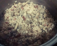 Risoto fácil de shimeji e bacon