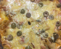 Macarrão de forno com presunto e queijo