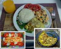 Torta de repolho com sobras de moqueca de peixe e atum