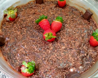 Mousse de chocolate meio amargo com morango