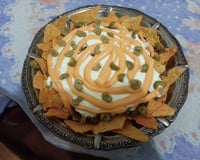 Nachos mexicanos (com doritos) carne moída e sour cream