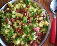 Mexidinho de abobrinha com calabresa fininha e ovos