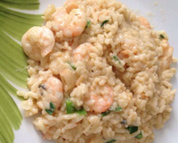 Risoto de camarão e queijos