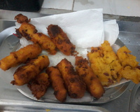 Polenta frita com calabresa