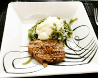 Talharim verde com alcatra