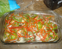 Berinjela curtidas em camadas