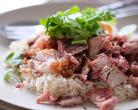 Arroz com carne de porco