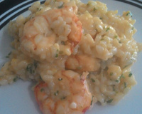 Risoto de camarão com requeijão