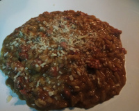 Risoto de linguiça com cerveja preta