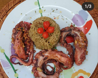 Polvo ao alho e óleo