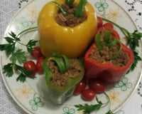 Pimentão recheado com carne moída