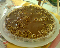 Torta de brigadeiro, sorvete e bis