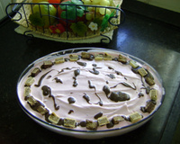 Torta de brigadeiro, sorvete e bis