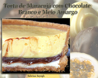 Torta de maracujá com chocolate meio amargo e branco