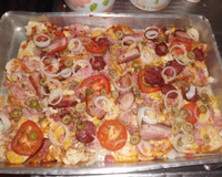 Pizza de pão fatiado