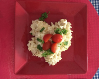 Risoto cremoso de frango com queijo