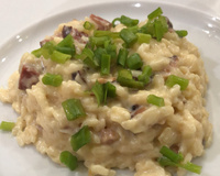 Risoto de bacon e calabresa