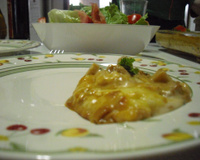 Salgado de creme de cebola com frango