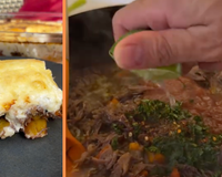 Gratinado de carne desfiada com banana-da-terra e molho branco é o almoço preferido da minha família