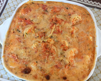 Purê de batatas com camarão