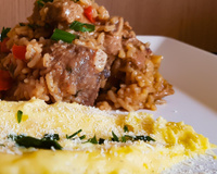 Arroz cremoso com costelinha suína