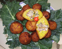 Bolinho de abóbora com carne de sol