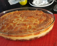 Escondidinho de carne de sol com batata e creme com requeijão.