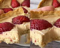 Esta torta de doce de leite com morangos com base crocante virou a sobremesa favorita da minha família: você precisa provar!