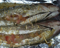 Tainha recheada com paio e bacon