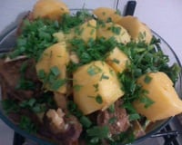 Costela com agrião e batata da Leuza