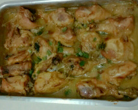 Frango assado com creme de cebola e maionese