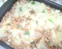 Batatas cozidas em neve com peixe