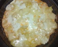 Camarão com batatas gratinadas