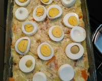 Bacalhau desfiado no forno