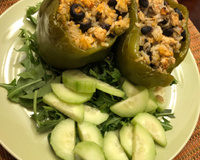 Pimentão recheado com carne moída